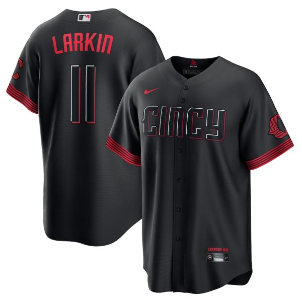 Barry Larkin Cincinnati Reds Nike City Connect Replica Player Jersey – Black –