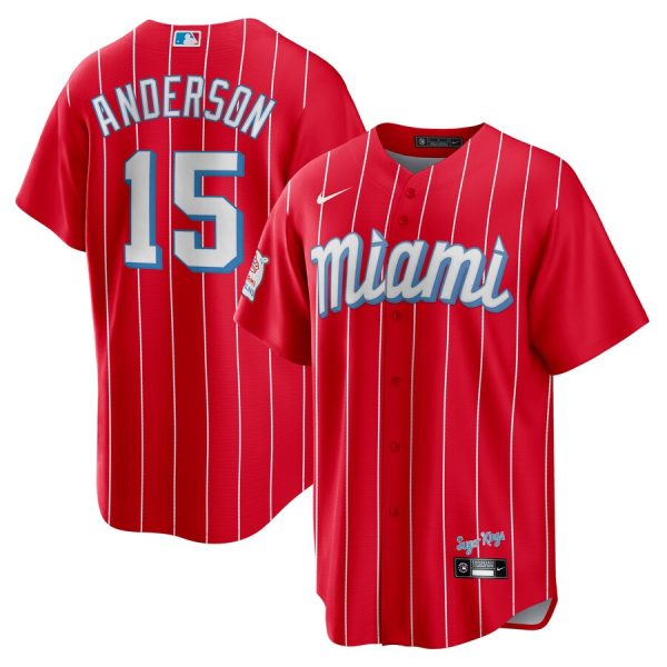 Brian Anderson Miami Marlins Nike City Connect Replica Player Jersey – Red –