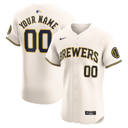 Milwaukee Brewers Nike Home Elite Custom Jersey – Cream –