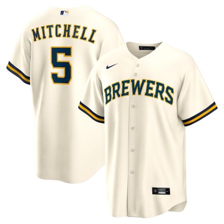 Garrett Mitchell Milwaukee Brewers Nike Replica Player Jersey – Cream –