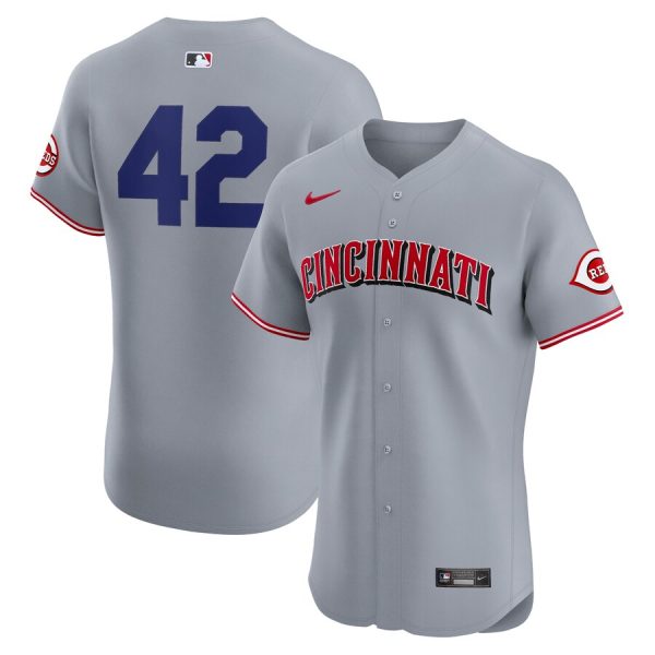 Cincinnati Reds Nike Road 2024 Jackie Robinson Day Elite Jersey – Gray –