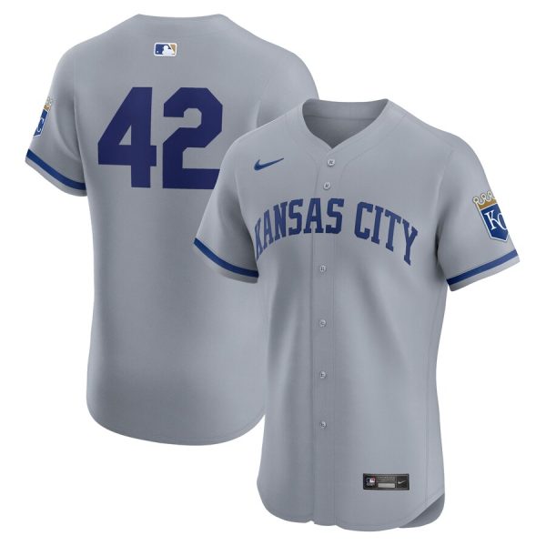 Kansas City Royals Nike Road 2024 Jackie Robinson Day Elite Jersey – Gray –