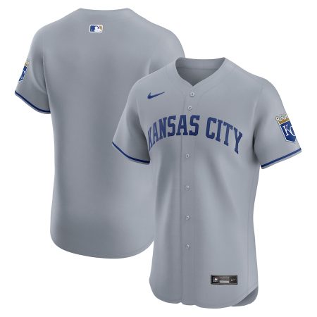 Kansas City Royals Nike Road Vapor Premier Elite Patch Jersey – Gray –