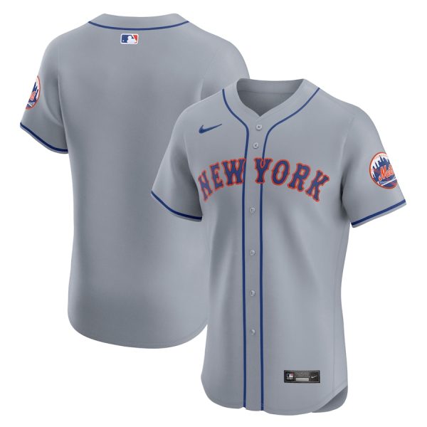 New York Mets Nike Road Vapor Premier Elite Patch Jersey – Gray –