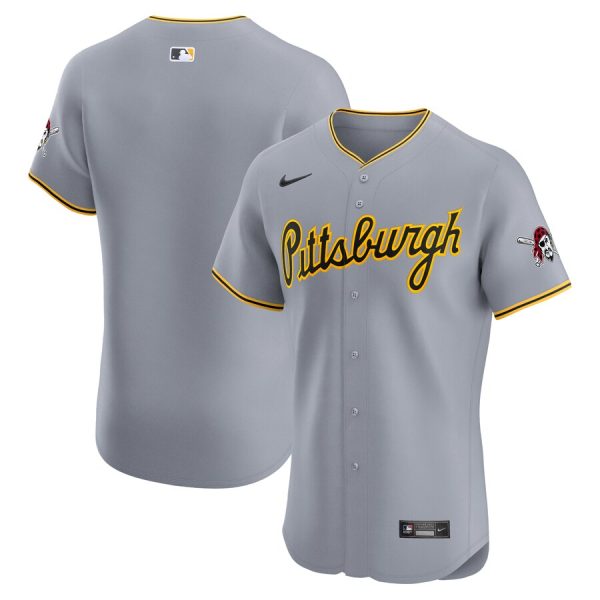 Pittsburgh Pirates Nike Road Vapor Premier Elite Patch Jersey – Gray –