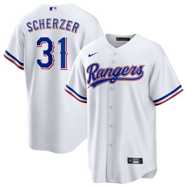 Max Scherzer Texas Rangers Nike Home Replica Player Jersey – White –