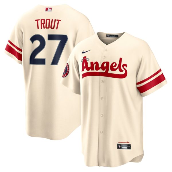 Mike Trout Los Angeles Angels Nike City Connect Replica Player Jersey – Cream –