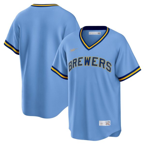 Milwaukee Brewers Nike Road Cooperstown Collection Team Jersey – Powder Blue –