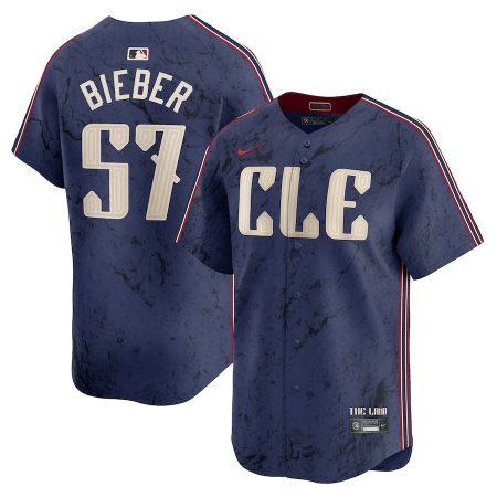 Men’s Cleveland Guardians Shane Bieber Nike Navy 2024 City Connect Limited Jersey –