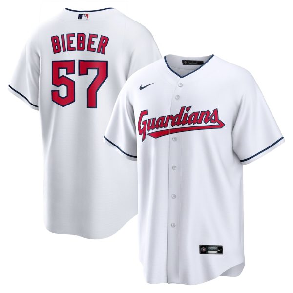 Shane Bieber Cleveland Guardians Nike Replica Player Jersey – White –