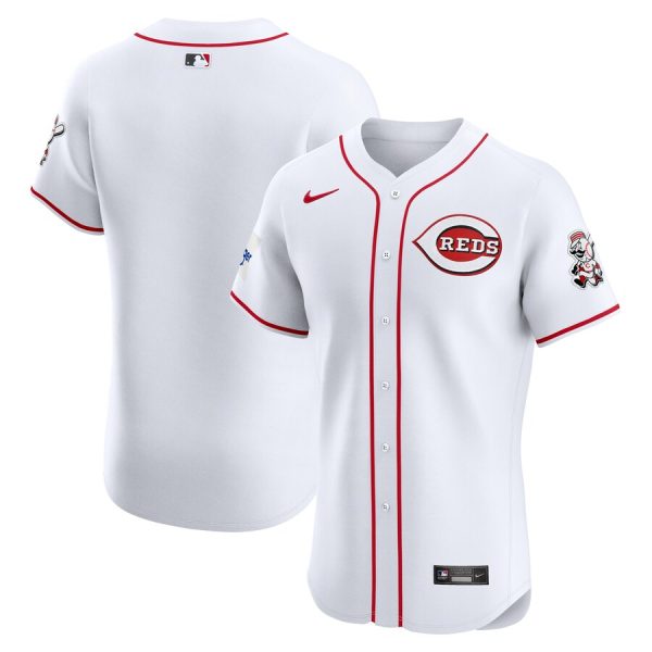 Cincinnati Reds Nike Home Elite Patch Jersey – White –