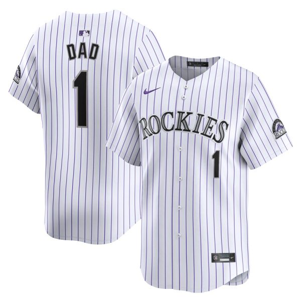 Colorado Rockies Nike #1 Dad Home Limited Jersey – White –