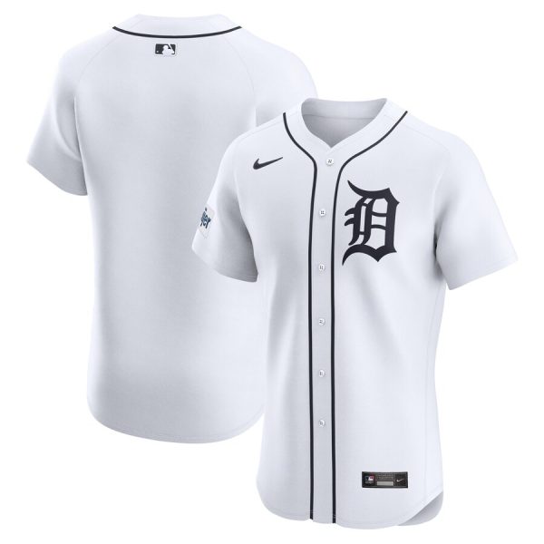 Detroit Tigers Nike Home Elite Patch Jersey – White –