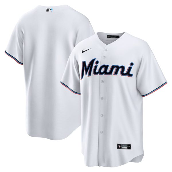 Miami Marlins Nike Home Blank Replica Jersey – White –