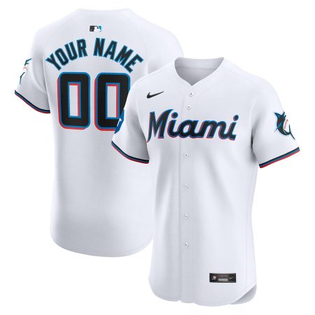 Miami Marlins Nike Home Elite Custom Patch Jersey – White –