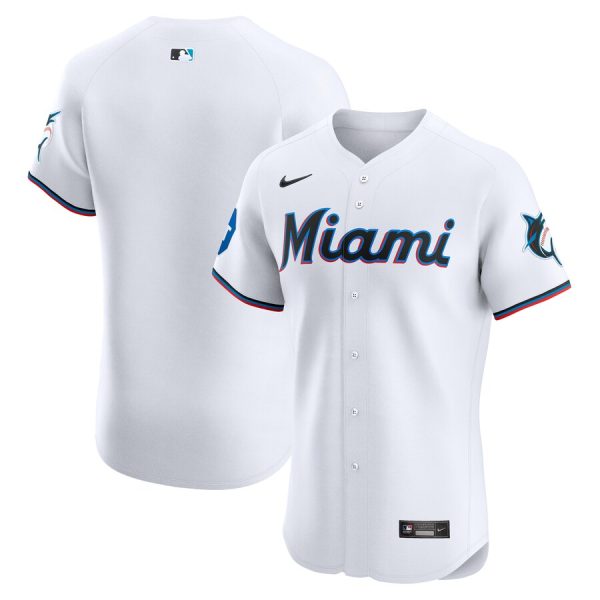 Miami Marlins Nike Home Elite Patch Jersey – White –