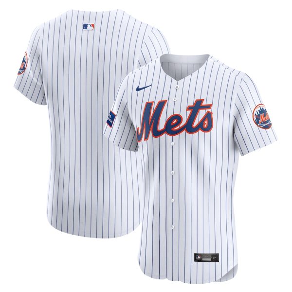 New York Mets Nike Home Elite Patch Jersey – White –
