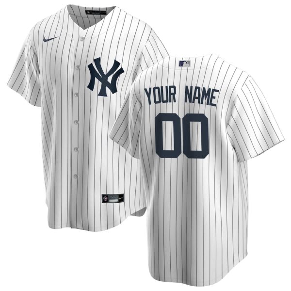 New York Yankees Nike Home Replica Custom Jersey – White –