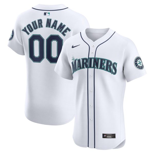 Seattle Mariners Nike Home Elite Custom Jersey – White –