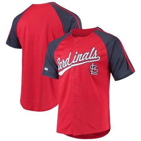 St. Louis Cardinals Stitches Button-Down Raglan Replica Jersey – Red –