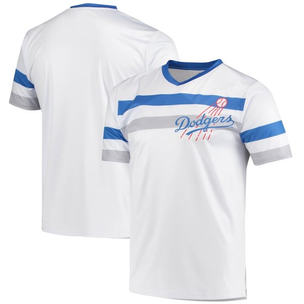 Los Angeles Dodgers Stitches Cooperstown Collection V-Neck Jersey – White –