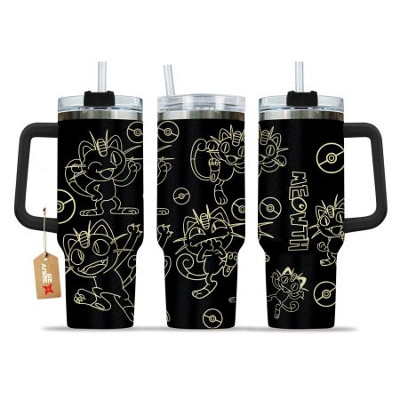 Meowth Pokemon Anime  Custom Quencher 30oz or 40oz Stainless Steel Tumbler With Handle HG