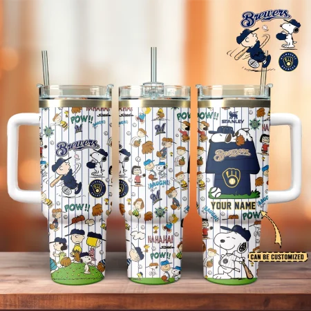 Milwaukee Brewers x Peanuts MLB Custom Stanley Cup 40 oz 30 oz Tumbler With Handle