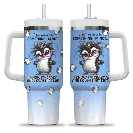 Custom Penguin Cartoon Custom Stanley Quencher L3N  40oz or 30oz Engraved Stainless Steel Tumbler With Handle