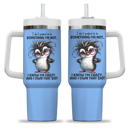 Penguin Cartoon Custom Stanley Quencher L3N  40oz or 30oz Engraved Stainless Steel Tumbler With Handle
