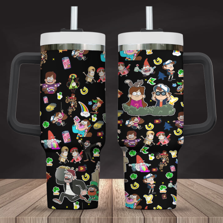 Gravity Falls Character Black Design 30oz or 40 Oz Tumbler CP
