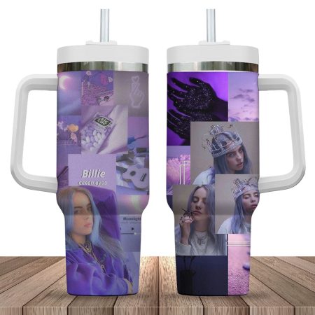 Billie Eilish Purple Music 30oz or 40oz  HCA Tumbler Billie Eilish Pirate Baird O’Connell