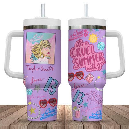 Custom Color Neon Violet Taylor Swift Scuel Summer With You 30oz Or 40oz Stainless Steel Tumbler With Handle HCA