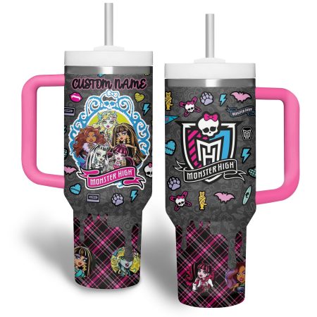 Monster High Cartoon Custom  Quencher 40oz Stainless Steel Tumbler HG With Handle