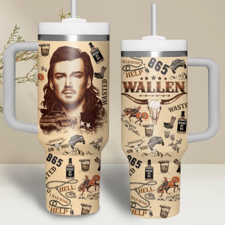 Morgan Wallen Music Custom Stanley Quencher  30oz or 40oz Stainless Steel Tumbler With Handle HG Stainless Steel Tumbler With Handle