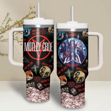 Motley Crue Music Custom Stanley Quencher 30oz or 40oz Stainless Steel Tumbler With Handle HG With Handle