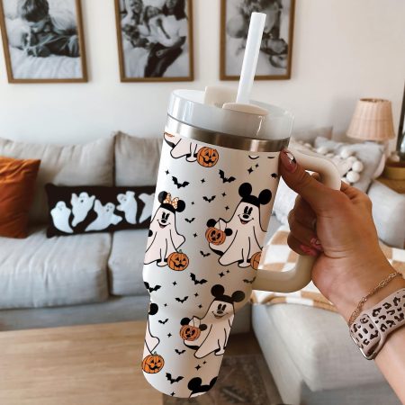Mouse And Friend Cartoon Halloween Custom  Quencher 40oz Stainless Steel Tumbler HG With Handle