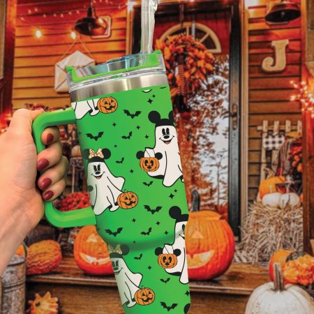 Mouse And Friend Cartoon Halloween Custom  Quencher 40oz Stainless Steel Tumbler HG With Handle
