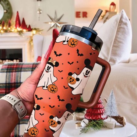 Mouse And Friend Cartoon Halloween Custom  Quencher 40oz Stainless Steel Tumbler HG With Handle