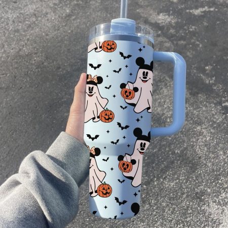 Mouse And Friend Cartoon Halloween Custom  Quencher 40oz Stainless Steel Tumbler HG With Handle