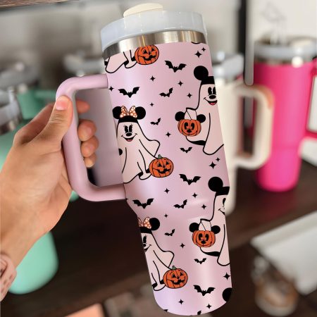 Mouse And Friend Cartoon Halloween Custom  Quencher 40oz Stainless Steel Tumbler HG With Handle