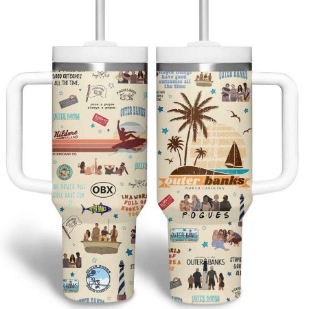 Outer Banks TV Series Custom Stanley Quencher  30oz or 40oz Stainless Steel Tumbler With Handle HG Stainless Steel Tumbler With Handle