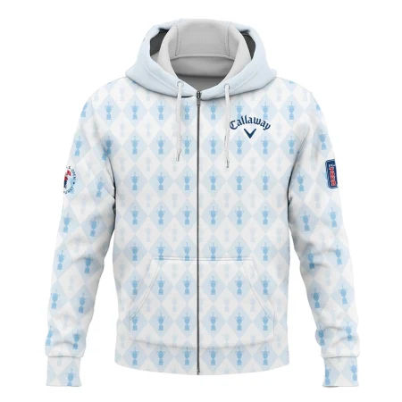 PGA Tour 124th U.S. Open Pinehurst Callaway Zipper Hoodie Shirt Sports Pattern Cup Color Light Blue Zipper Hoodie Shirt