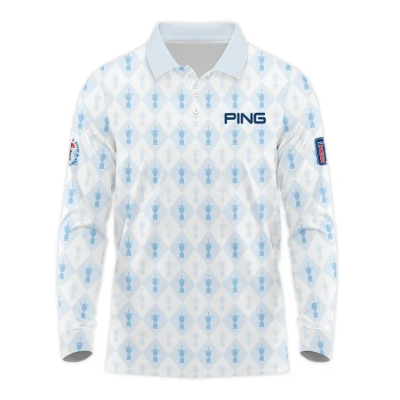 PGA Tour 124th U.S. Open Pinehurst Ping Long Polo Shirt Sports Pattern Cup Color Light Blue Long Polo Shirt For Men