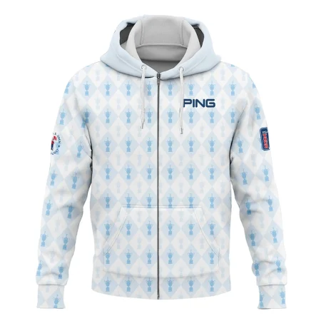 PGA Tour 124th U.S. Open Pinehurst Ping Zipper Hoodie Shirt Sports Pattern Cup Color Light Blue Zipper Hoodie Shirt