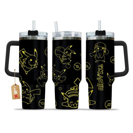 Pikachu Pokemon Anime Custom Stanley Quencher 30oz or 40oz Stainless Steel Tumbler With Handle HG
