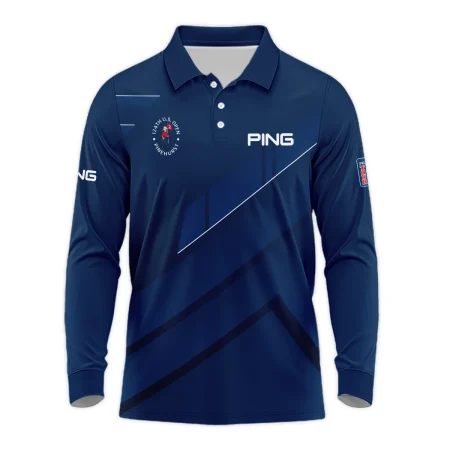 Ping 124th U.S. Open Pinehurst Blue Gradient With White Straight Line Long Polo Shirt Style Classic Long Polo Shirt For Men