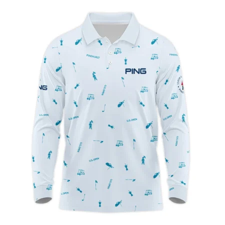 Ping 124th U.S. Open Pinehurst Long Polo Shirt Light Blue Pastel Golf Pattern All Over Print Long Polo Shirt For Men