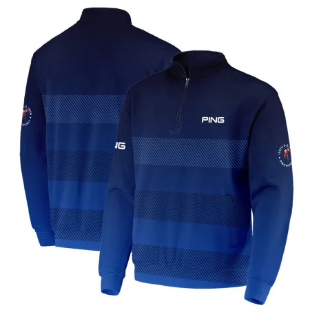 Ping 124th U.S. Open Pinehurst Quarter-Zip Jacket Sports Dark Blue Gradient Striped Pattern All Over Print Quarter-Zip Jacket