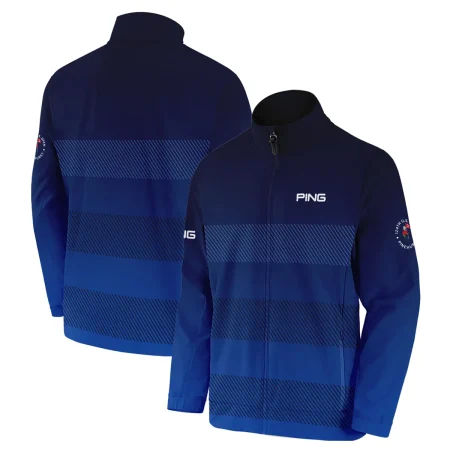 Ping 124th U.S. Open Pinehurst Stand Colar Jacket Sports Dark Blue Gradient Striped Pattern All Over Print Stand Colar Jacket