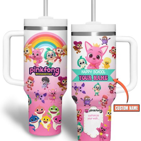 Pinkfong Cartoon Custom  Quencher 40oz Stainless Steel Tumbler HG With Handle